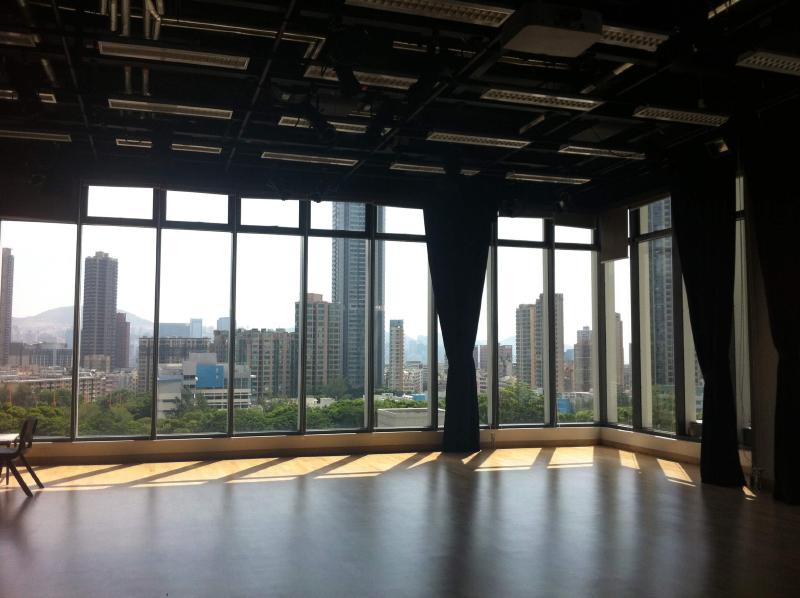 A view of Ho Man Tin, Hong Kong out the window of a drama studio